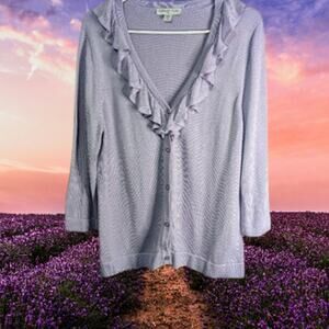 Coldwater Creek Med 10-12 NWOT 3/4 sleeve with collar ruffle lavender wool blend